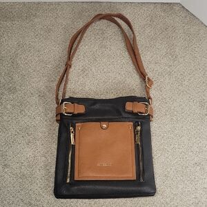 Black and Tan Gussaci Crossbody Shoulder Bag